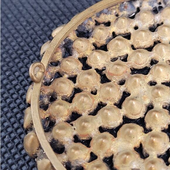 Vintage Luxe Statement 40s-50s Clear Rhinestone Brass Pendant Retro Glam Piece - Picture 7 of 10